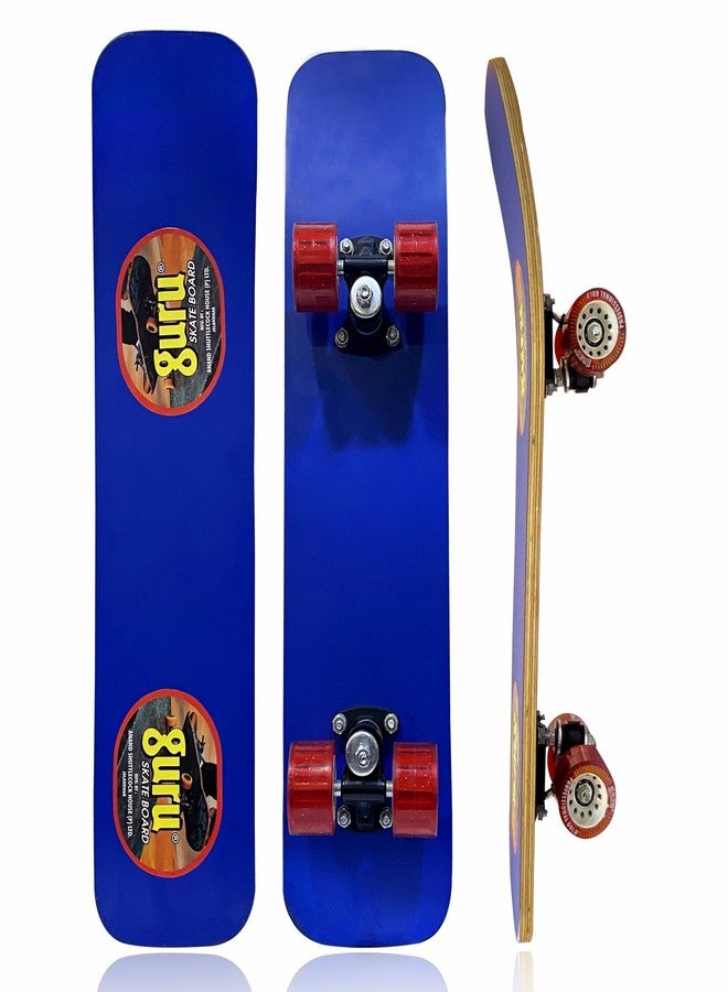 GURU Medium Wooden Non-Slip Skateboard for Kids, Adult 24 inch x 6 inch Skateboard (Blue, Pack of 1) - Image 1
